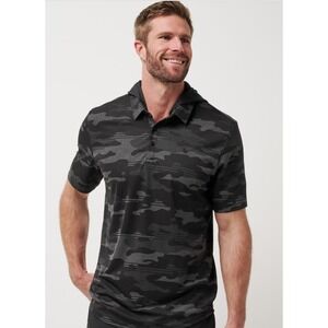 TRAVIS MATHEW Black & Gray Camo Print Golf Polo Men's XLARGE